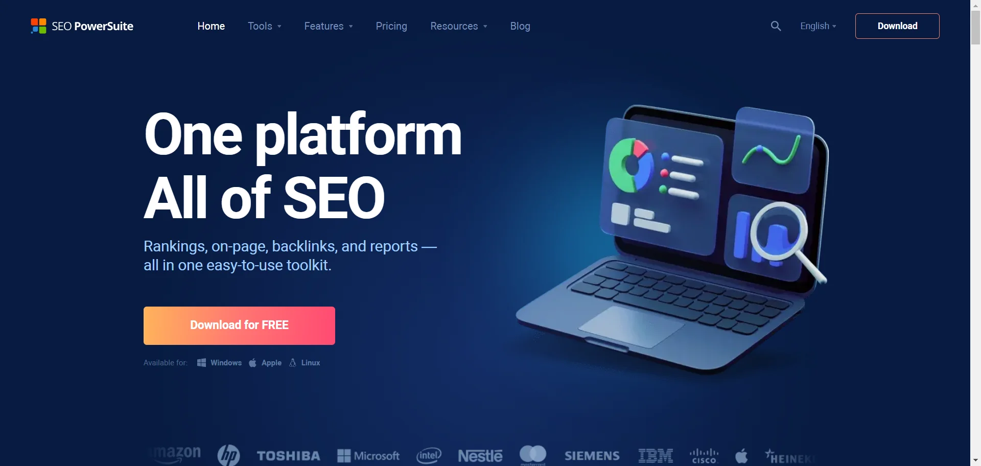 SEO Powersuite landing page