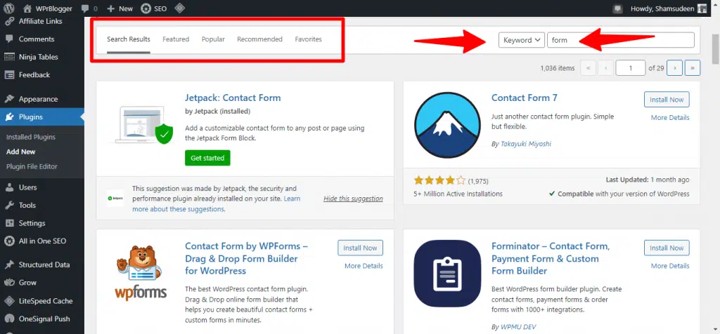 Add Plugins ‹ WPrBlogger — WordPress Search result for plugins in WordPress admin