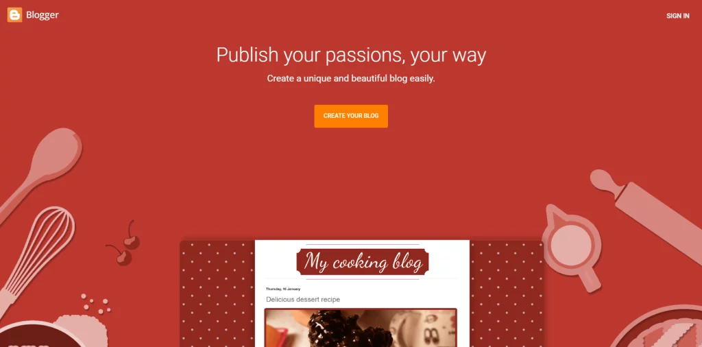 Blogger.com Create a unique and beautiful blog easily Google blogger dot com home page