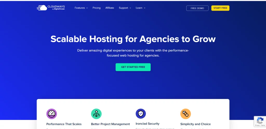 Cloudways agency hosting landing page