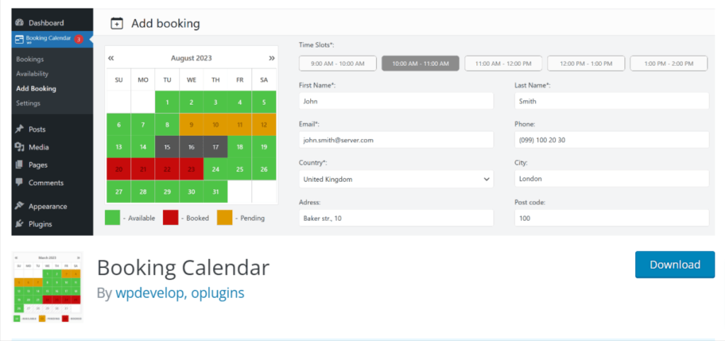 Booking calendar WordPress plugins