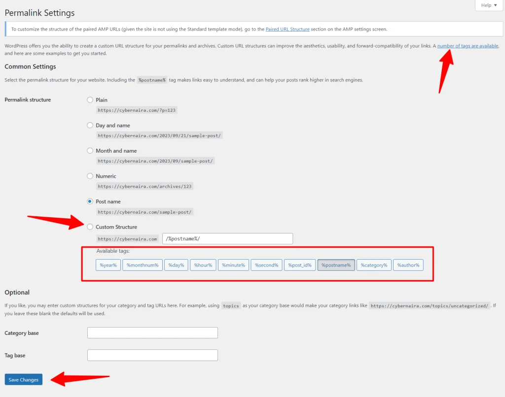 Permalink page setting 