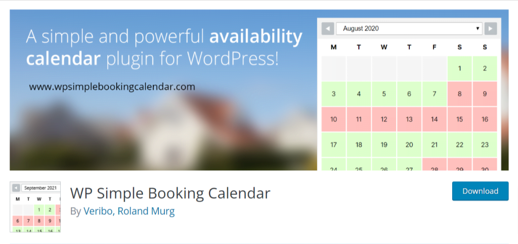 WP Simple booking Calendar plugin
