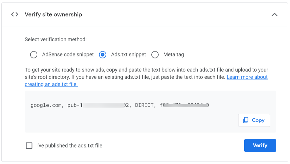 Google Adsense Ads.txt snippets