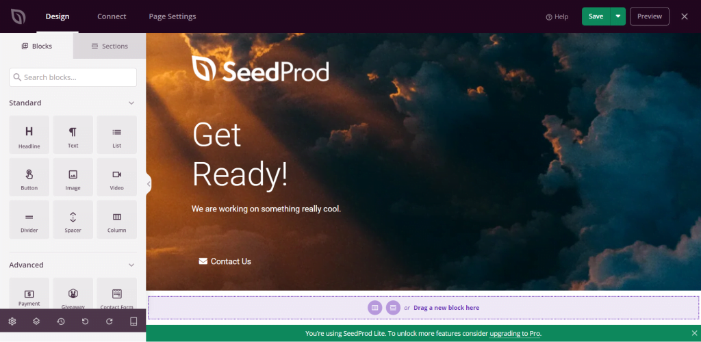 SeedProd drag and drop editor builder