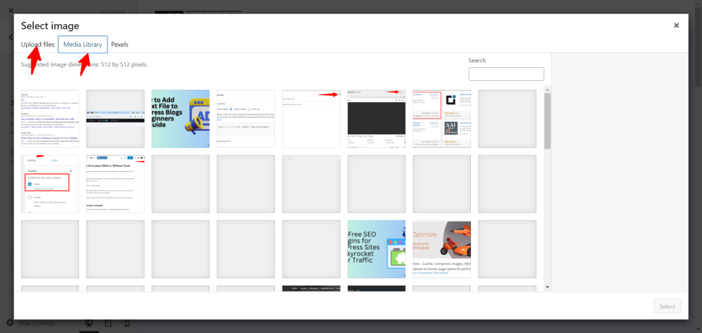 WordPress media library