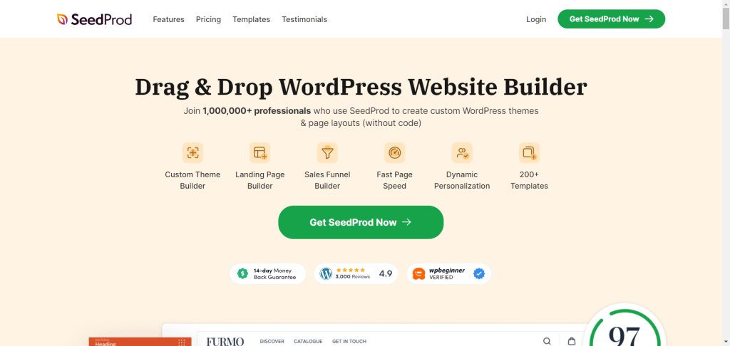 SeedProd plugin website homepage