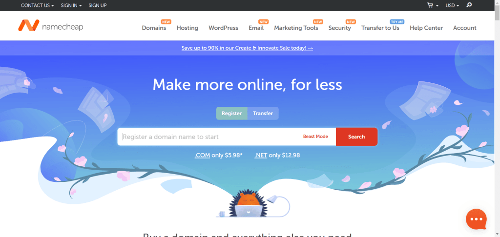 Namecheap web hosting service