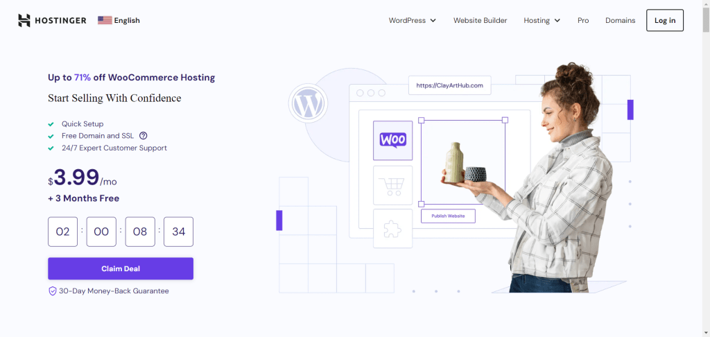 Hostinger WooCommerce landing page