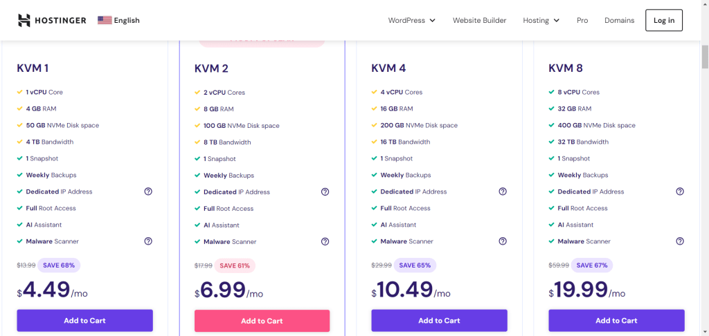 VPS Hosting Get a Powerful KVM based Virtual Server Hostinger VPS plan and price