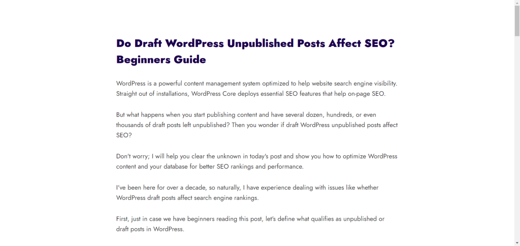 WordPress distraction free editor