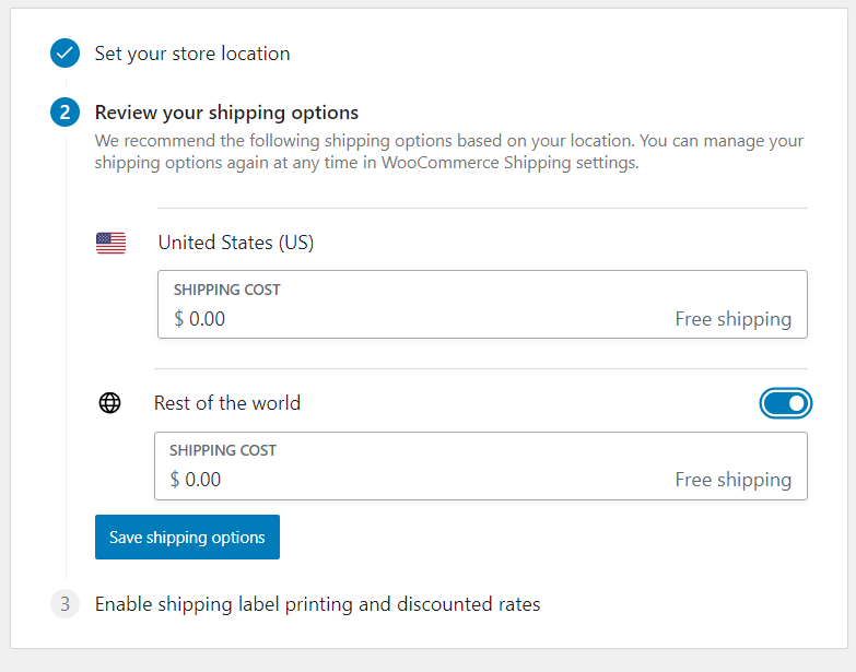 Shipping calculation for the rest of world and store location