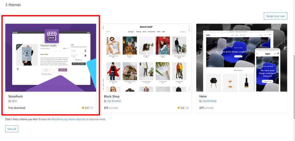 Storefront theme by WooCommerce