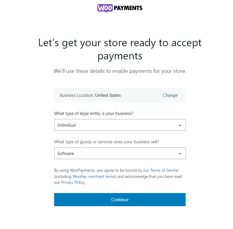 WooPayment setting page