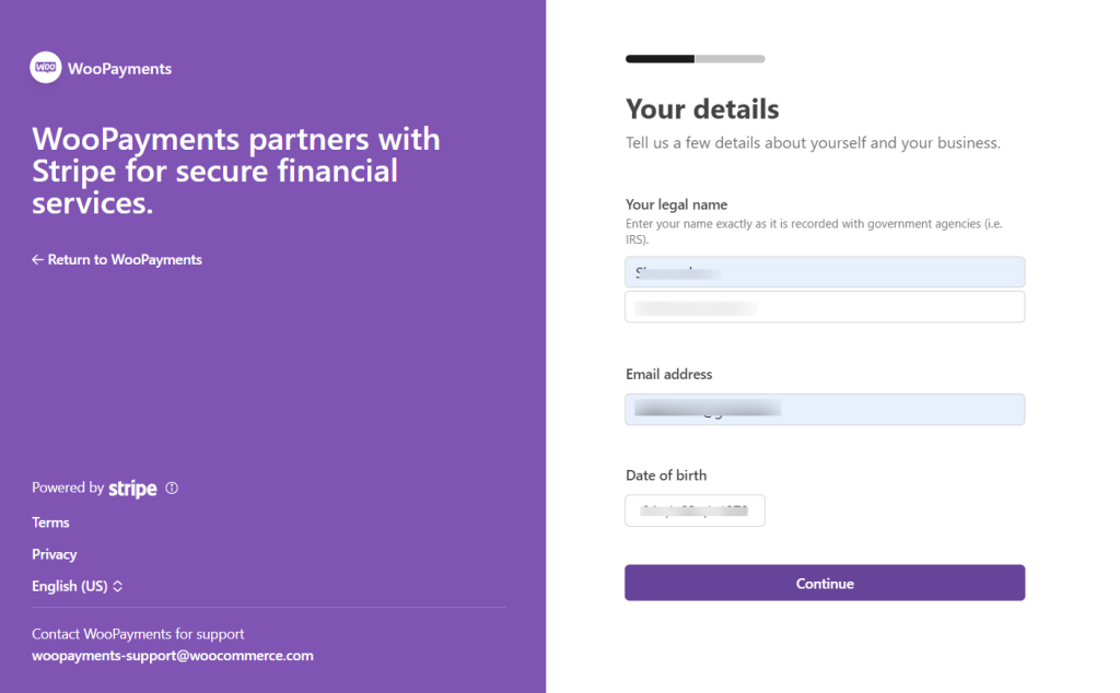 WooPayments Set up payments with Stripe
