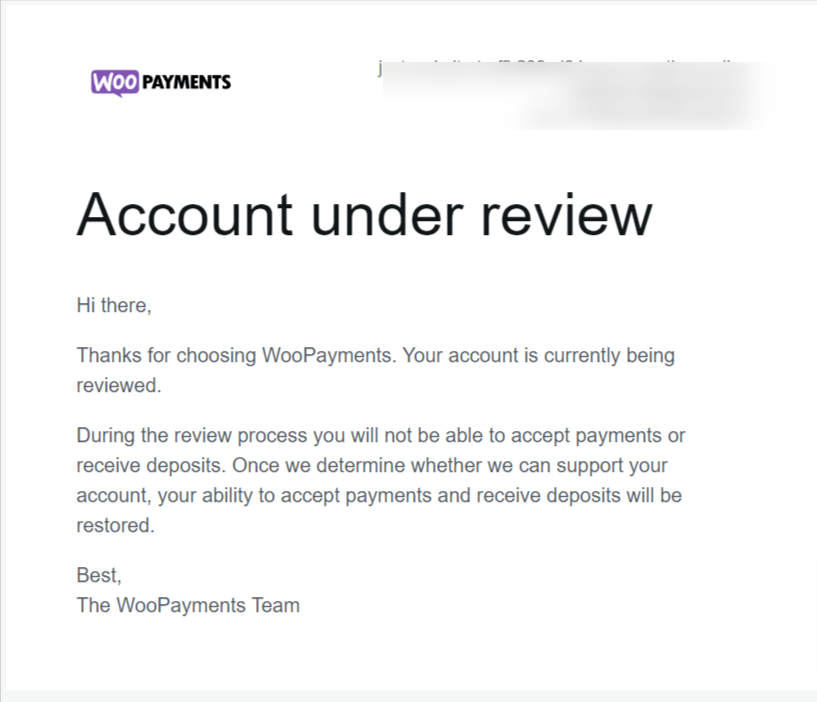 WooPayments account under review