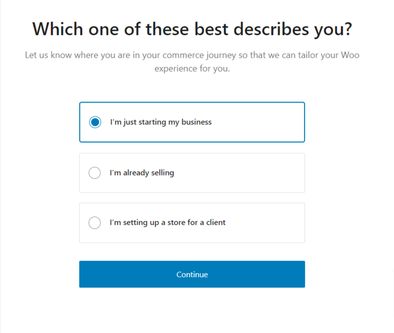 WooCommerce setup profiles