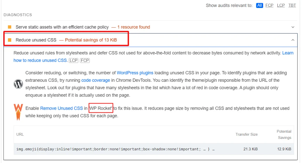 PageSpeed Insights recommend WP Rocket for removed unused CSS PageSpeed-Insights - recommend WP Rocket for removed unused CSS