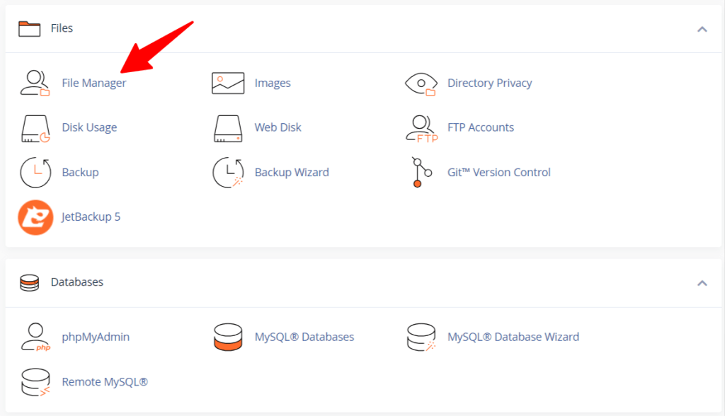 cPanel-Tools file manager File manger in cPanel