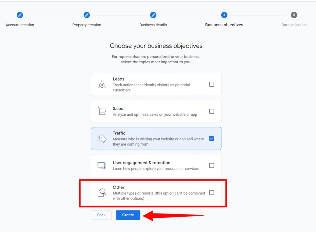 Analytics Business Details Step in Analytics account setting page - Business Category section