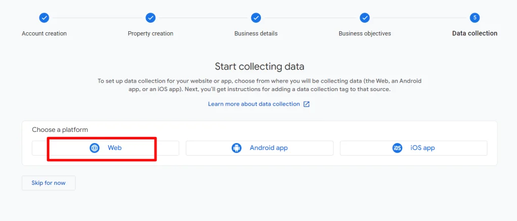 Analytics Data collection page Data collection setting page in Google Analytics