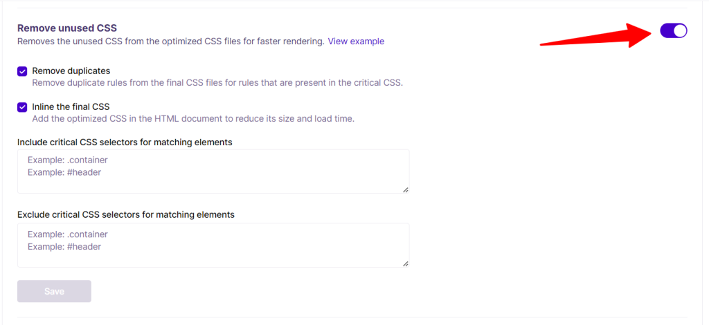 NitroPack Remove unused CSS settings