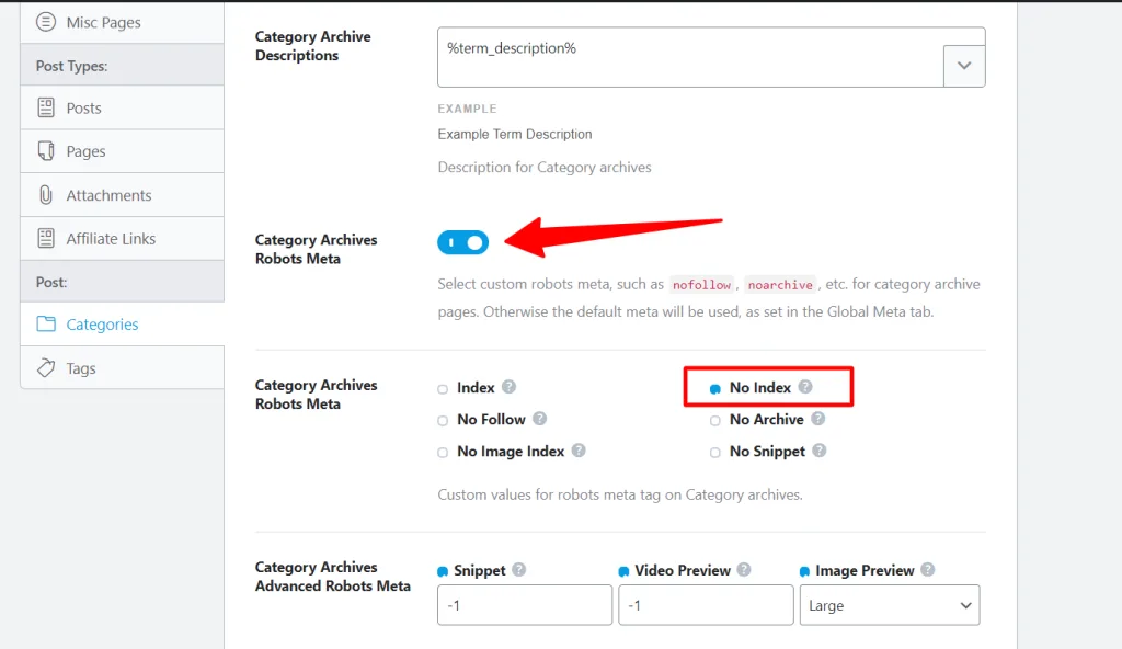 RankMath SEO No index category pages RankMath SEO - No index category pages