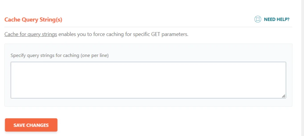 WP Rocket - Cache Query Strings settings