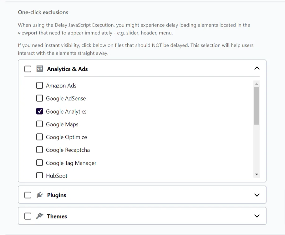 WP Rocket - One click exclusion list