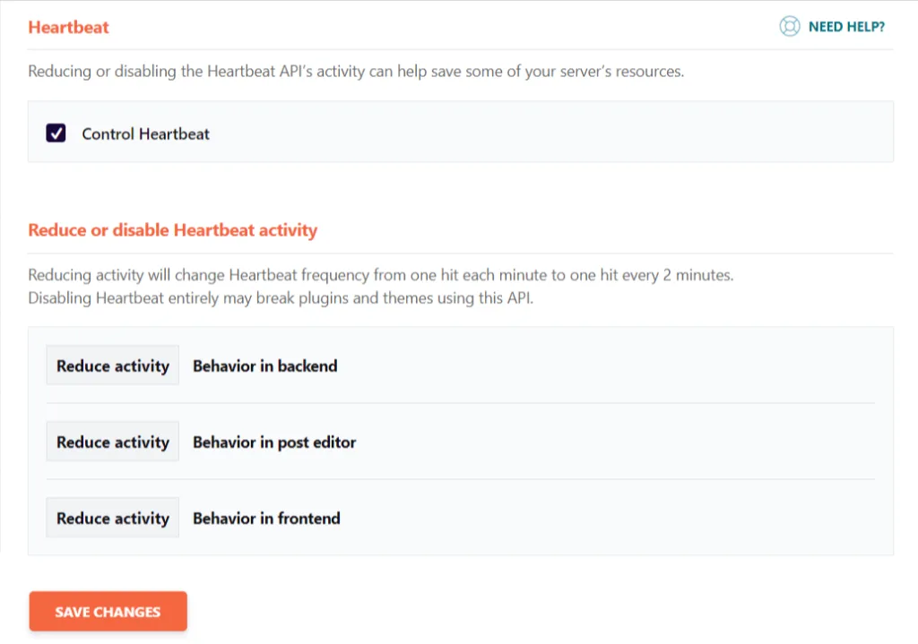 WP Rocket heartbeat control tab WP Rocket - heartbeat control tab