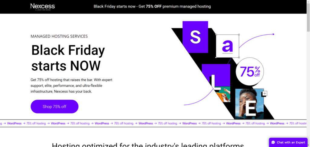 nexcess black friday hosting deal Nexcess Black Friday hosting deal offering 75% off premium managed web hosting with expert support and high performance.