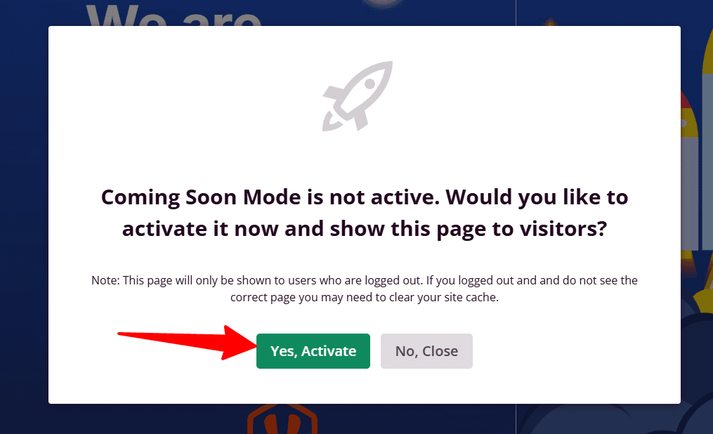 Activate SeedProd Coming Page button