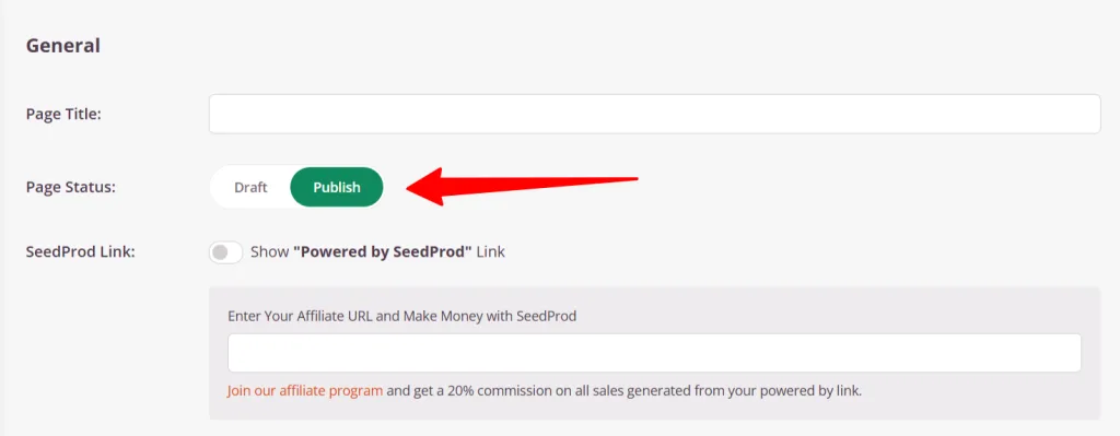 Publish button in SeedProd Publish button in SeedProd
