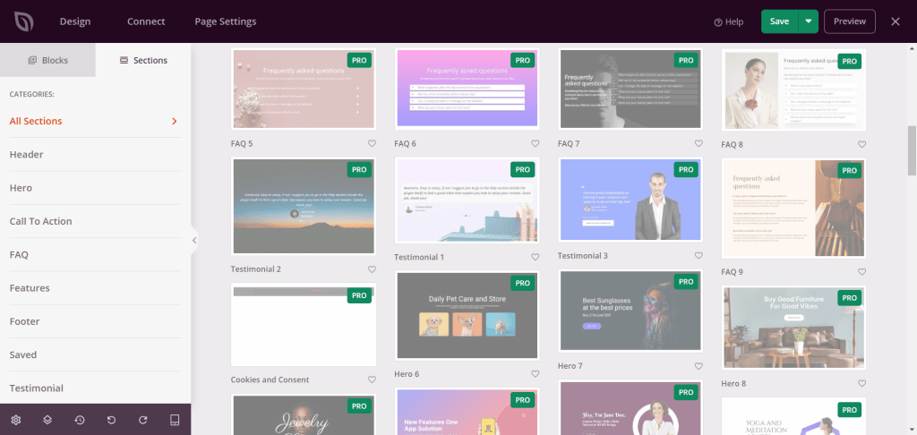 SeedProd Section templates