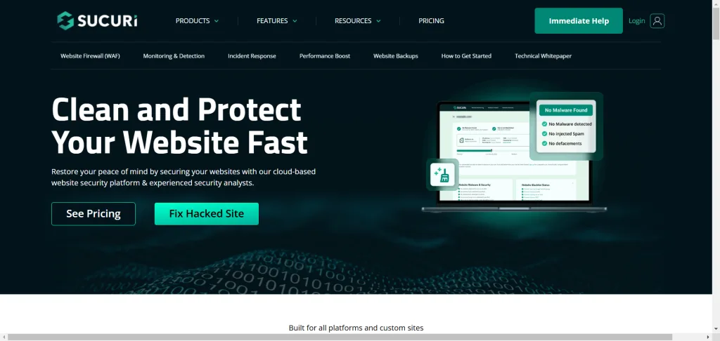 Sucuri homepage Sucuri homepage