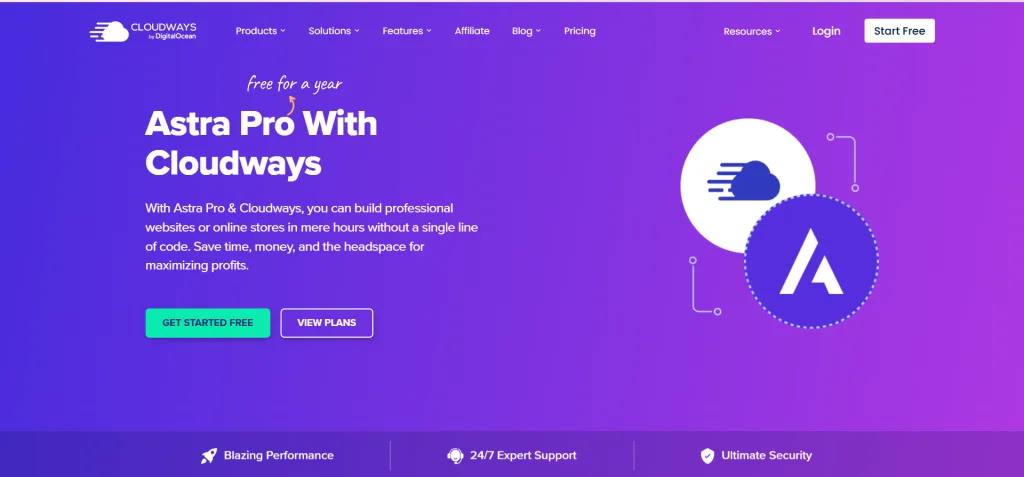 Astra Pro Cloudways promo landing page Astra Pro + Cloudways promo landing page