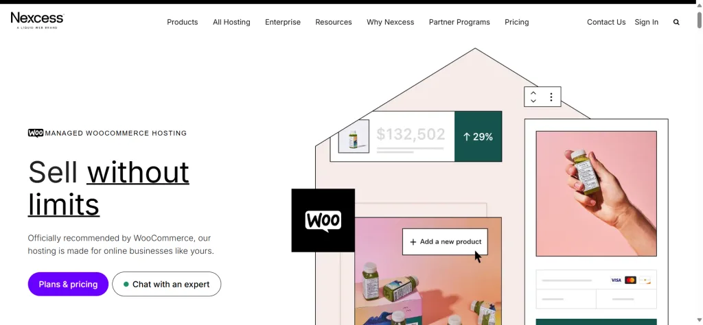 Nexcess WooCommerce hosting landing page