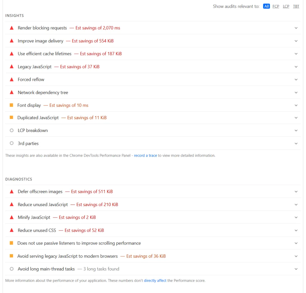PageSpeed Insights and diagnostocs reports without WP Rocket optimizations PageSpeed-Insights and diagnostics reports without WP Rocket optimizations
