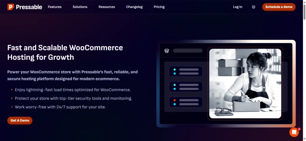 Pressable WooCommerce hosting landing page