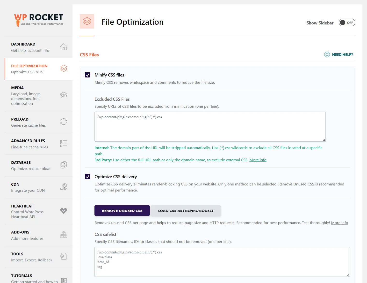 WP Rocket File Optmization Tab new WP Rocket File Optimization Tab - new