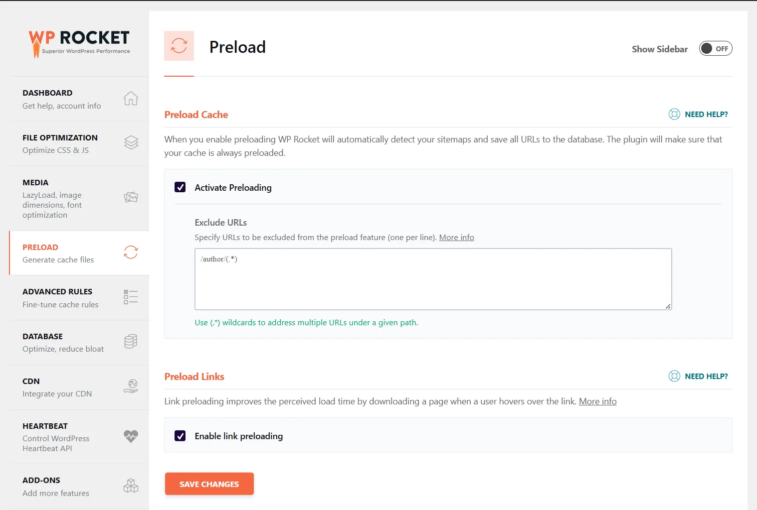 WP Rocket cache preloading page WP Rocket cache preloading page