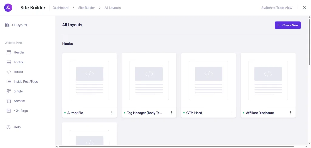 Astra Site Builder layout page Astra Site Builder layout page