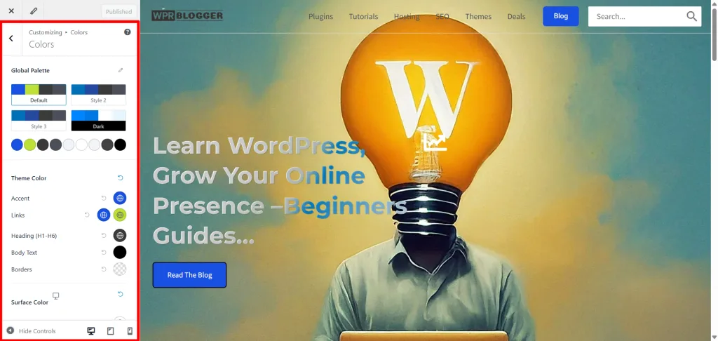 Astras WordPress Customizer Astra's WordPress Customizer
