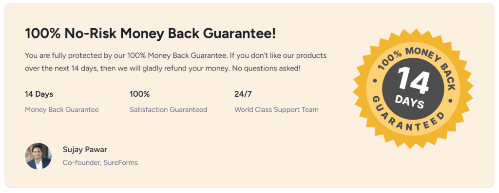 SureForms 14 days Money Back Guarantee policy