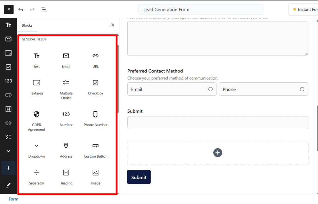 SureForms block elements examples