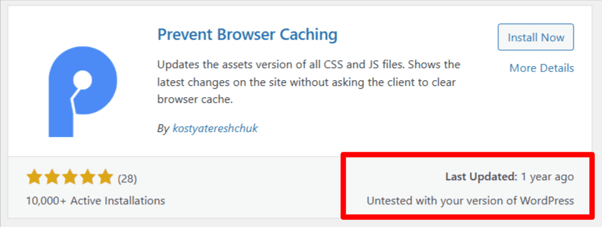 WordPress plugin last update 1 year ago
