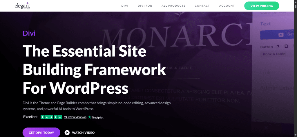 Divi by Elegant theme homepage