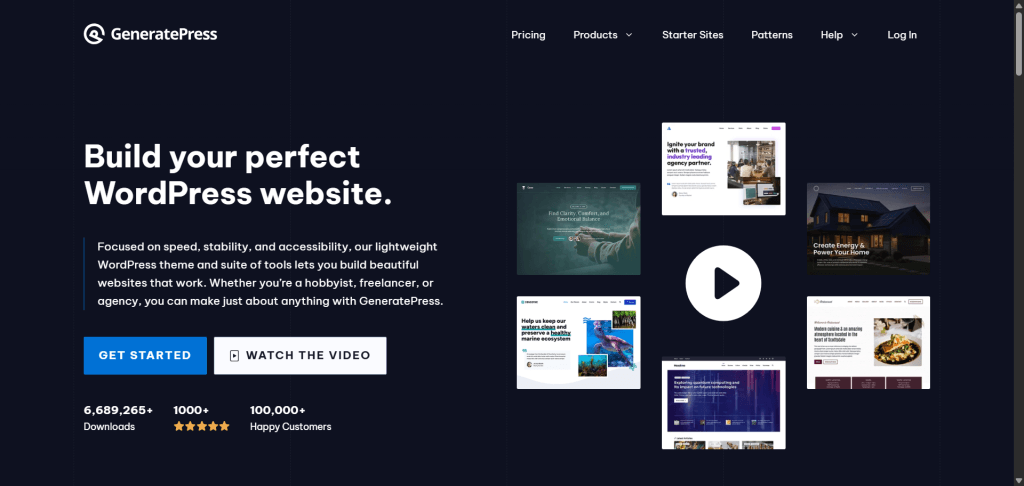 GeneratePress theme website homepage