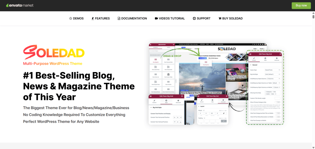 Soledad premium theme demo on Themeforest