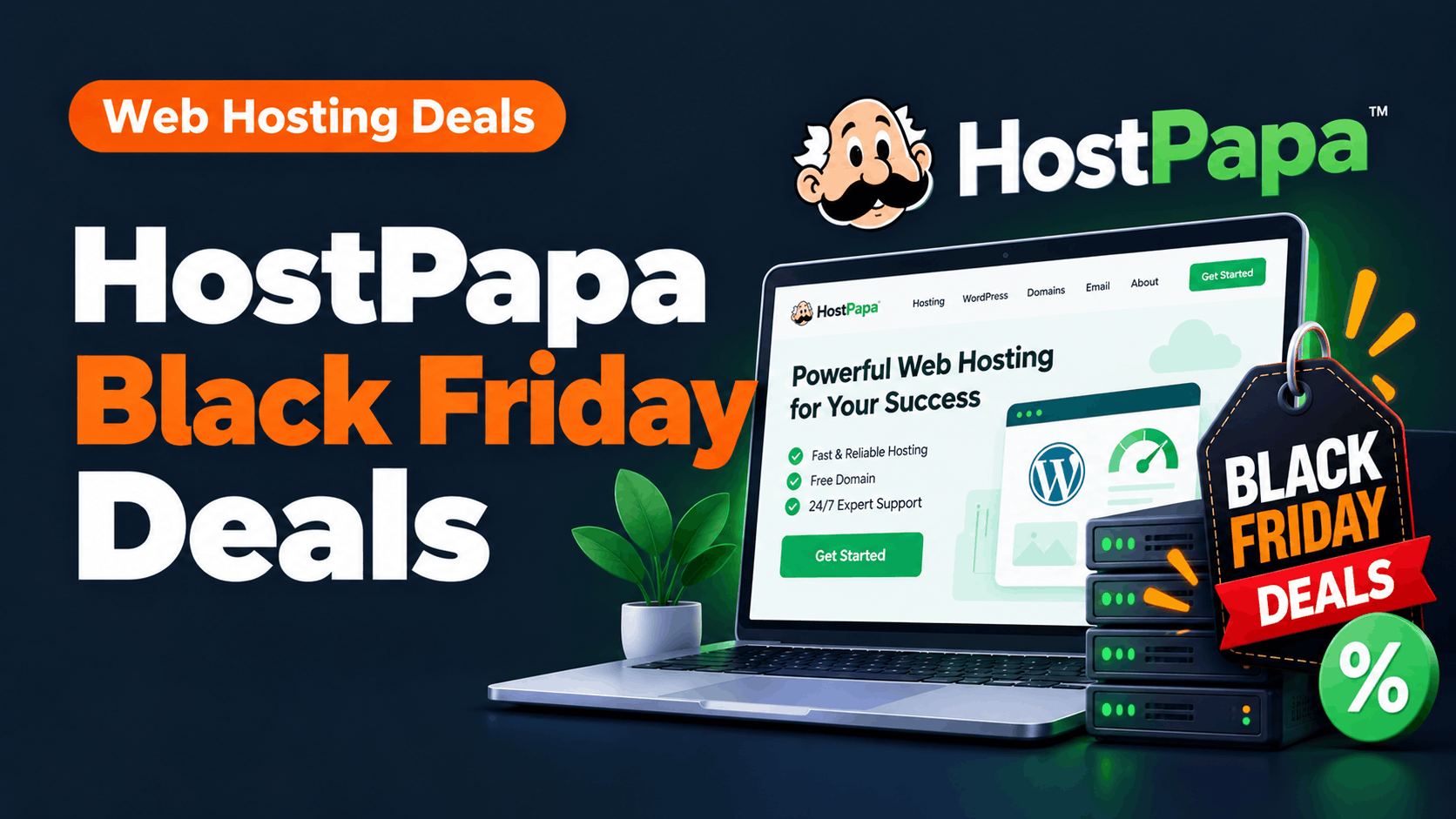 WPrBlogger featured image promoting HostPapa Black Friday hosting deals, showcasing web hosting services, WordPress hosting, free domain registration, reliable server infrastructure, and discount offers.
